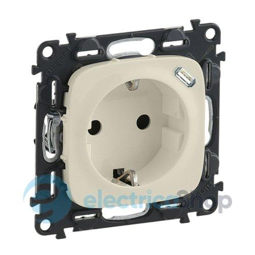 Розетка комбінована 2К + З 16А 250V~ + USB Type C 1.5А 5V Legrand Valena Allure 753006 колір слонова кістка