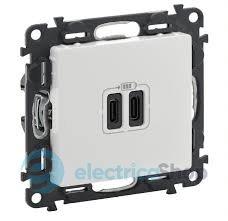 Розетка з двома USB-роз'ємами тип C + тип C 240V/5V 3000мА Legrand Valena Life 753107, колір білий