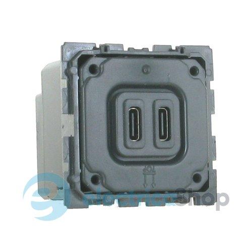 Розетка з двома USB-роз'ємами тип C + тип C 240V/5V 3000мА Legrand Celiane 67466