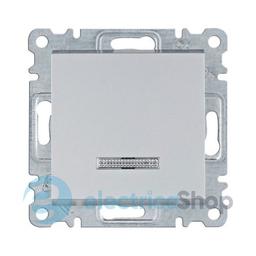 Вимикач кнопковий з підсв. 1-кл. для серії Lumina Hager WL0412 срібло