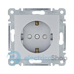 Розетка з з/к з захистом контактів Hager Lumina, срібна, 16А/230В , WL1062