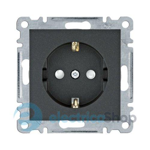 Розетка з з/к з захистом контактів Hager Lumina, чорна, 16А/230В , WL1063