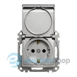 Розетка із з/к зі шторками з кришкою SE Sedna Elements SDD170024 алюміній матований
