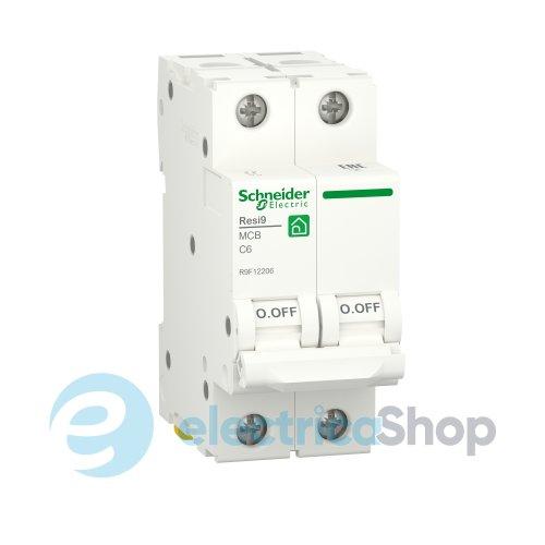 Автоматичний вимикач 2-п, 6 A, C, 6кА, Resi9 Schneider Electric R9F12206