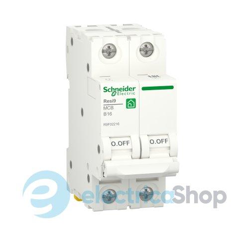 Автоматичний вимикач 2-п, 16 A, B, 6кА, Resi9 Schneider Electric R9F02216
