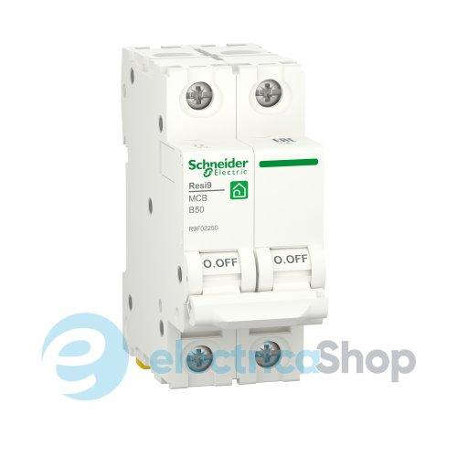 Автоматичний вимикач 2-п, 50 A, B, 6кА, Resi9 Schneider Electric R9F02250
