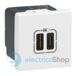 Розетка USB-Cх2 3,0A 15Вт 2 модулі MOSAIC 77590 колір білий