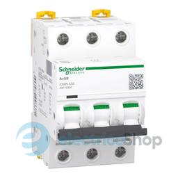 Автоматичний вимикач 3-п, 50A, C, 6кА, iC60N Acti9, Schneider Electric A9F79350
