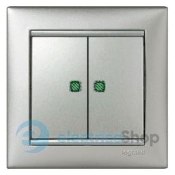 Вимикач з підсв. 2-кл. для серії Valena Classic Legrand 770128 алюміній
