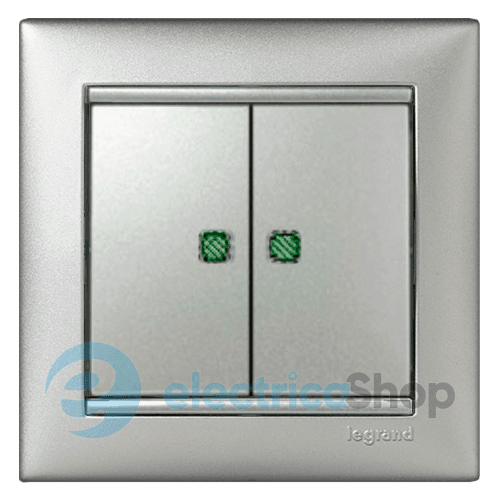 Вимикач з підсв. 2-кл. для серії Valena Classic Legrand 770128 алюміній