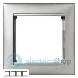 Рамка установча 4-а Legrand Valena 770154, колір алюміній