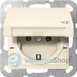 Розетка із з/к 16А/250V та кришкою, System 55 Gira 445401, кремовий глянцевий