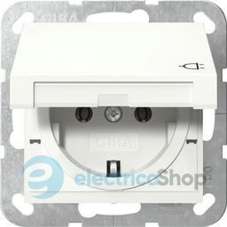 Розетка із з/к 16А/250V та кришкою, System 55 Gira 445403, білий глянцевий