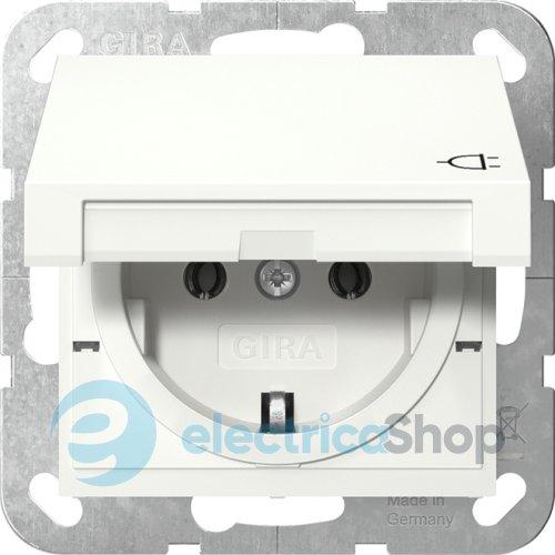 Розетка із з/к 16А/250V та кришкою, System 55 Gira 445403, білий глянцевий