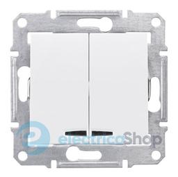Вимикач з підсв. 2-кл. для серії Sedna Schneider Electric SDN0300321 білий глянець