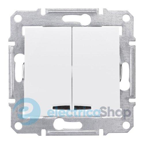 Вимикач з підсв. 2-кл. для серії Sedna Schneider Electric SDN0300321 білий глянець