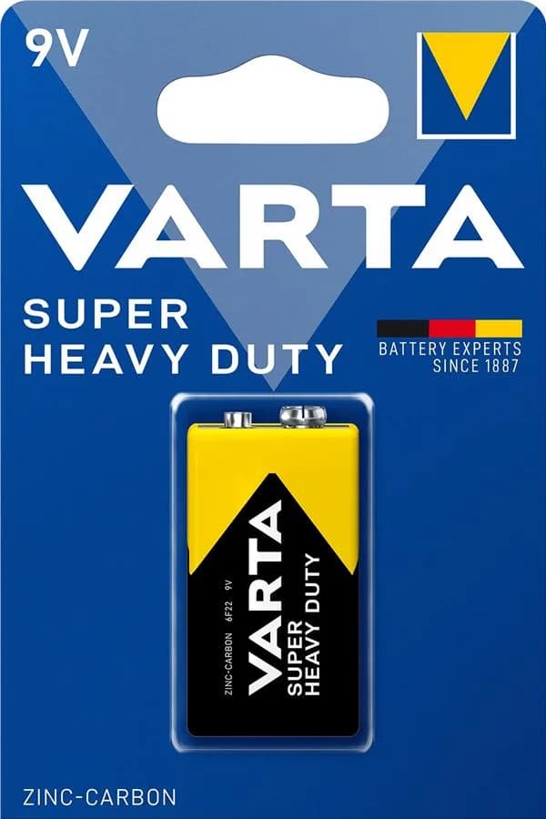 Батарейка Varta Super Heavy Duty вугільно-цинкова 6F22 (6LR61, MN1604, MX1604 ,Крона) блістер, 1 шт