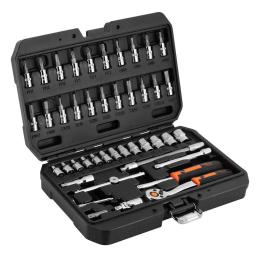 Набір інструментів Neo Tools, набір торцевих головок, 1/4", CrV, кейс, 46шт