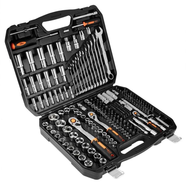 Набір інструментів Neo Tools, 1/2", 1/4", 3/8", CrV, кейс, 219шт