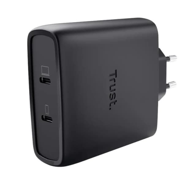 Зарядний пристрій мережевий Trust Maxo 100Вт, GaN, 2xUSB-C ,PD/PPS, чорний