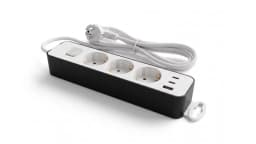 Подовжувач мережевий 2E TwoColors 3м, 3xТипF, 16A, 2xUSB-C, 1x USB-A, біло-чорний