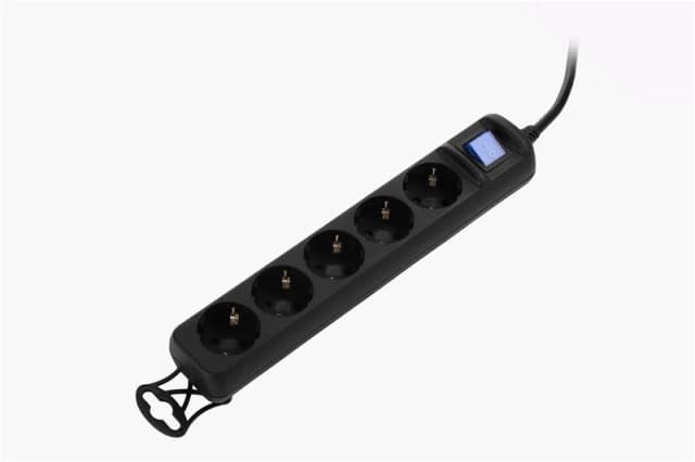 Подовжувач мережевий 2Е 5XSchuko з вимикачем, 3G*0.75мм2, 1.8м, black