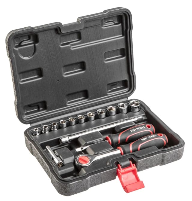 Набір інструментів Top Tools, набір торцевих головок 1/4", 15шт
