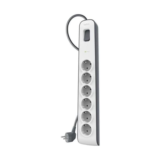 Подовжувач мережевий Belkin 2м, 6хТипF, 16А, фільтр, білий