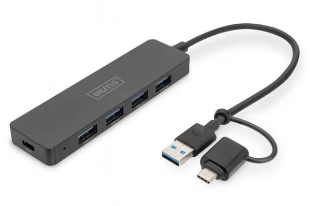 Хаб DIGITUS USB-A/C > 4хUSB-А, 0,2 м, активний (опція)