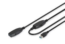Подовжувач DIGITUS USB 3.0 Active Cable, A/M-A/F, 10м, чорний