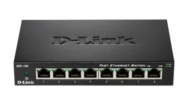Комутатор D-Link DES-108 8xFE, Некерований, Метал