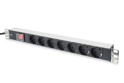 Пристрій розподілу електроживлення DIGITUS 1U, 7xSchuko, 16A, 250V, вимикач, вилка Schuko