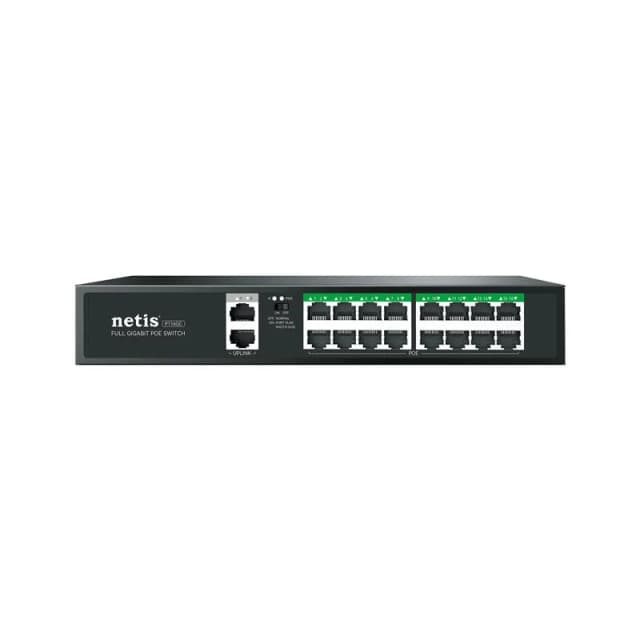 Комутатор Netis P116GC 18xGE (16xPoE, 2xUplink), 240Вт, Некерований