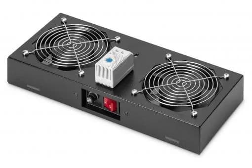 Блок вентиляторів DIGITUS 19" Roof Wall Mount, 2 fans, thermostat, RAL 9005