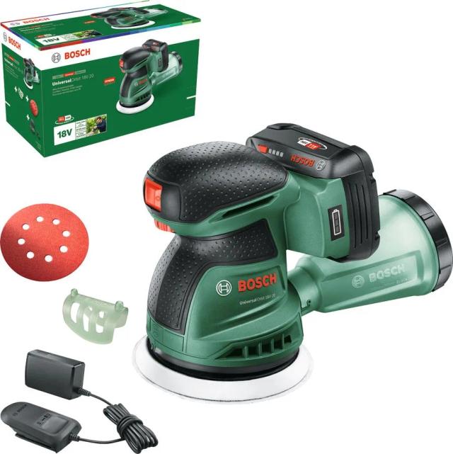 Шліфмашина ексцентрикова акумуляторна Bosch EasyOrbit 18V-10 18В 125мм 1x2А·год орбіта ЗП AL18V-20 2.5мм 1кг