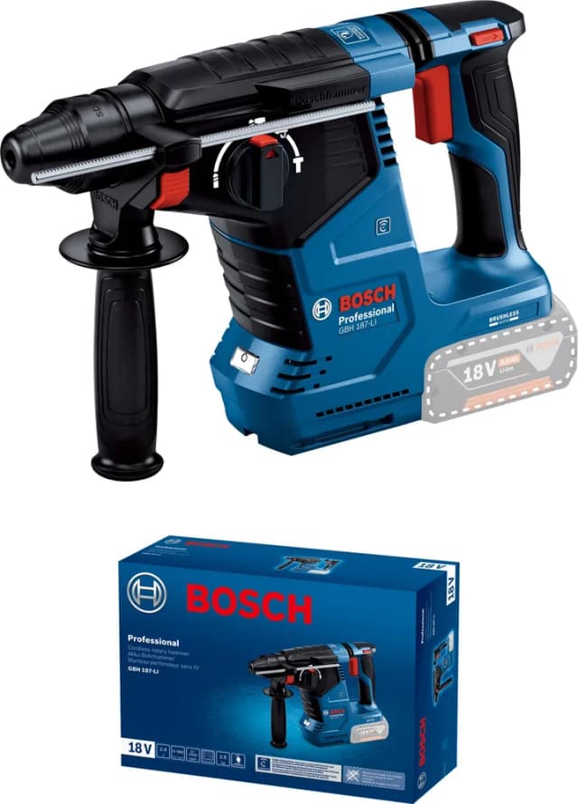 Перфоратор акумуляторний Bosch Professional GBH 187-LI SDS-Plus 18В 2.4Дж 2.9кг без АКБ та ЗП