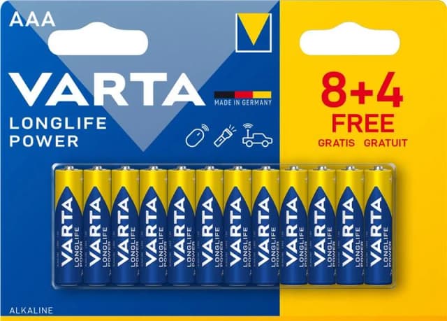 Батарейка Varta Longlife Power лужна AAA блістер, 12 шт