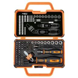 Набір біт з бітотримачем Neo Tools, 1/4", 55 біт, 9 торцевих головок 69шт
