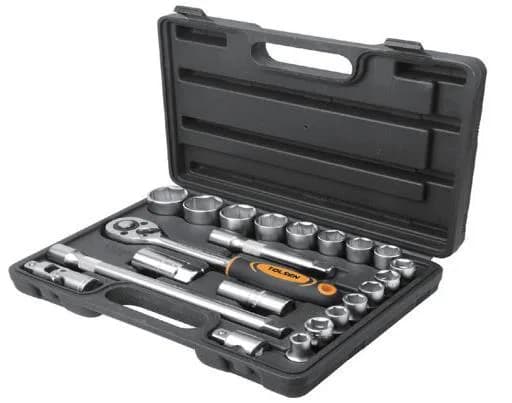Набір інструментів Tolsen, набір торцевих головок 1/2", CrV, 22шт