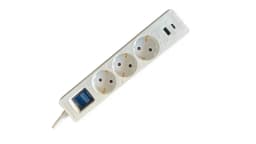 Подовжувач мережевий 2E 3м, 3xТипF, 16A, 1xUSB-A,1xUSB-C, фільтр, білий