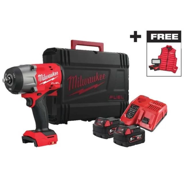 Гайковерт ударний акумуляторний Milwaukee M18 FHIWF2F12MC-502X 18В АКБ 2х5А·год 2034Нм 0-2000об/хв 1/2" ЗП M12-18FC TURBO прожектор M18 ALIS-0 жилет кейс 3.4кг