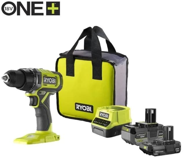 Шурупокрут-дриль акумуляторний Ryobi ONE+ RDD18-2C415S 18В 1х4А·год 1х1.5А·год ЗП 52Нм 450·1750об/хв 1.3кг сумка