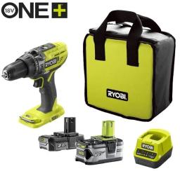 Шурупокрут-дриль ударний акумуляторний Ryobi ONE+ R18PD3-242S 18В 1х2А·год 1х4А·год ЗП 50Нм 500·1800об/хв 1.3кг сумка