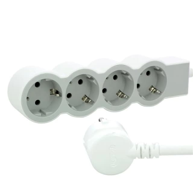 Подовжувач мережевий Legrand стандарт, 3м, 4xТипF, 16A, біло-сірий