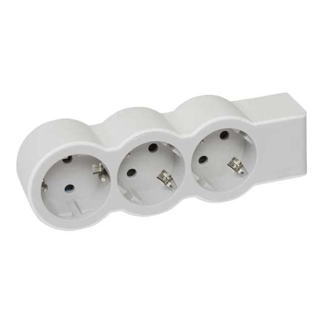 Подовжувач мережевий Legrand стандарт, без кабелю, 3xТипF, 16A, біло-сірий