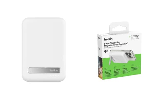 Акумулятор портативний літій-іонний Power Bank Belkin 10000мА·год, 15Вт, Magnetic Qi2, білий