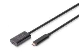 Подовжувач DIGITUS USB 3.2 Gen2 Active Cable 10G, C/M-C/F, 5м, чорний