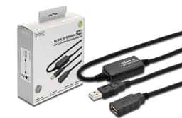 Кабель DIGITUS USB-A (M/F) заряджання/синхронізації, 10м, активний, чорний