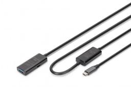 Подовжувач DIGITUS USB 3.2 Gen1 Active Cable 5G, C/M-A/F, 10м, чорний