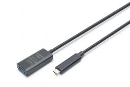 Подовжувач DIGITUS USB 3.2 Gen2 Active Cable 10G, C/M-A/F, 5м, чорний
